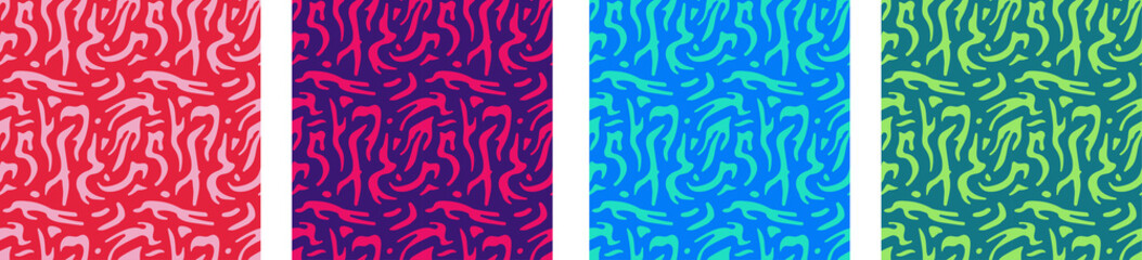 Set of 4 bright abstract vector seamless patterns