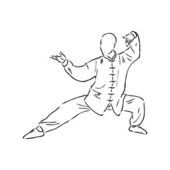 Vector illustration of a guy performing tai chi and qigong exercises