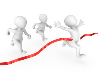 Happy 3d runner and red finishing ribbon