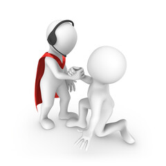 The superhero from the customer service will help solve any problem,