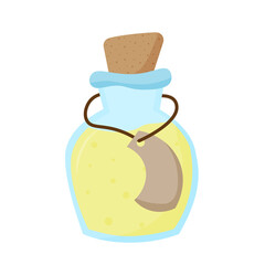 Magic potion in a small bottle with a tag