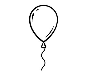 Balloon icon in black and white colors isolated illustration. Shiny balloon cartoon logo.