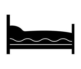 Bed vector icon. Black and white bed icon. Interior design element isolated.