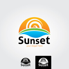Sunset logo template - vector