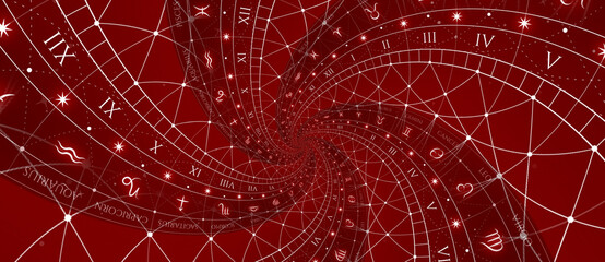 Zodiac Signs Horoscope background. Concept for fantasy and mystery