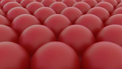 3D Render : Group of red balls composed as a 3d wallpaper or 3d background. An array of colorful balls placed together
