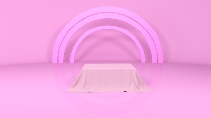 3D Render : Scene with 3D Abstract geometry shape background. podium platform mock up scene for display your product or object.
pink color theme