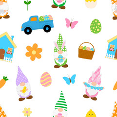 Seamless pattern Easter Gnomes vector illustration