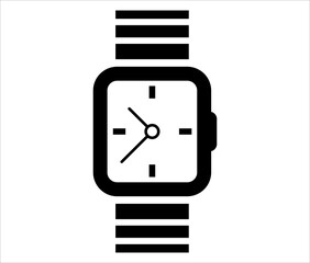Hand watch icon with simple geometric shapes. Wrist square watch illustration isolated on white background.