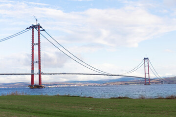 Canakkale, Turkey, September 26, 2021: new bridge connecting two continents 1915 canakkale bridge (dardanelles bridge), Canakkale, Turkey