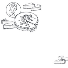 Cheesecake set. Vector background.