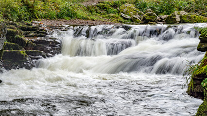 View of a small waterfall on the East Lyn River