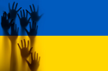ukraine flag and shadows ukraine crisis concept illustration