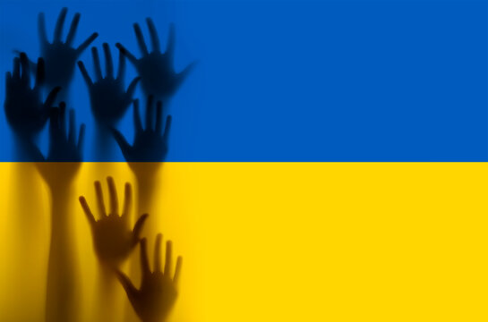 Ukraine Flag And Shadows Ukraine Crisis Concept Illustration