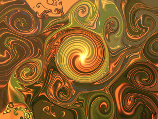 Fototapeta premium Creative abstract background with swirl and fluid effect, brown and green gradients lined shapes
