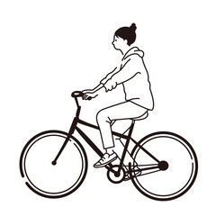 Fototapeta na wymiar イラストベクター素材：自転車に乗る女性