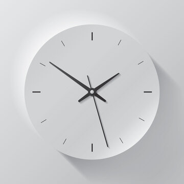 Clock icon in realistic style, timer on gray background. Business watch. Vector design element for you project