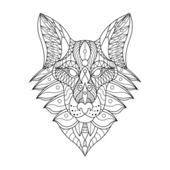Dog mandala zentangle illustration in lineal style coloring book