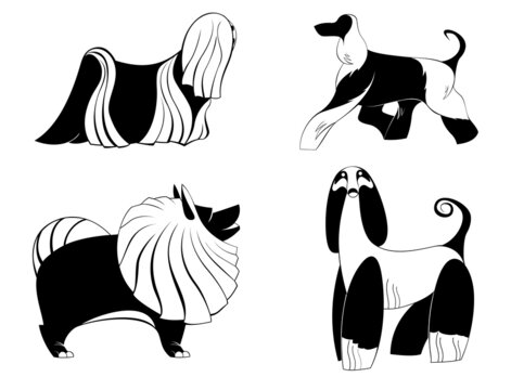 Original art dog silhouettes for design	
