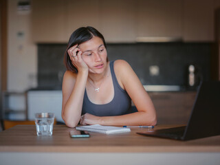 young asian woman at home, remote work