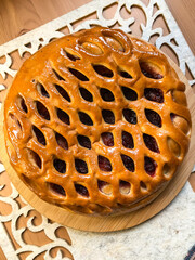 homemade apple pie on the table.