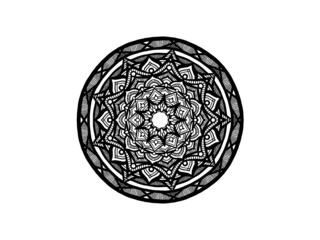black and white mandala ornament hand drawn