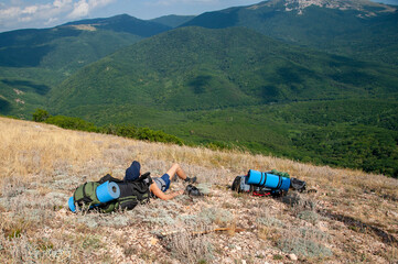 hiking in the mountain