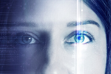 Frau Auge Gesicht Technologie Zukunft 