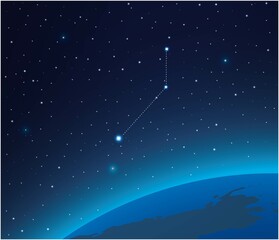 Constellation Pictor with planet  in deep space 