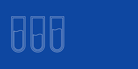 A large white outline water game symbol on the left. Designed as thin white lines. Vector illustration on blue background