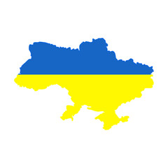 Obraz premium Ukraine Map Flag. Pray for Ukraine. Ukraine map in blue and yellow colors. Vector illustration.