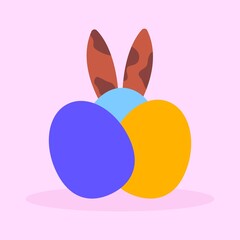 Happy Easter. Easter eggs and bunny. 
