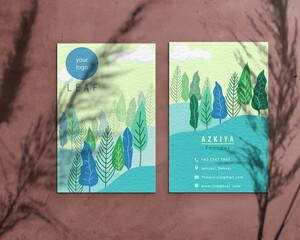 Illustration of Business Card plants with trees shape, Vector business card. Suitable ID card with nature style