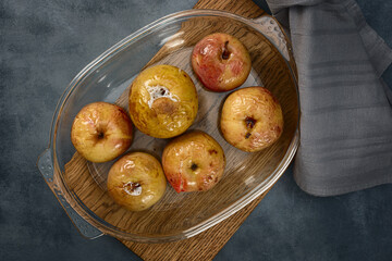 Baked apple. Diet food concept.