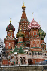 Fototapeta na wymiar View of St. Basil's Cathedral on Red Square in Moscow. February 11, 2022, Moscow, Russia.