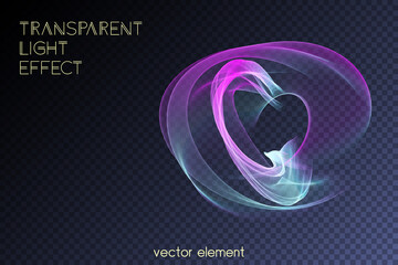 Vector magic glowing swirl trail transparent light effect. Bright shine wavy element for your design