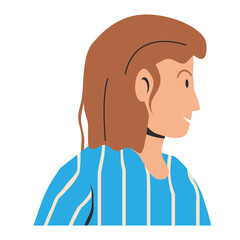 Brunette Woman in Dress Isolated on White. Modern Women. Adult Female Character in Profile, Bussinesswoman or Girl in Casual Dress. Cartoon Flat Vector Illustration