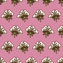 Brown and pink doodle style seamless vector repeat pattern