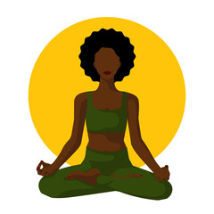 Yoga illustration. A faceless woman meditating