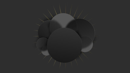 Abstract 3d black design. Circle shapes with shadows, luxury trandy wallpaper. 