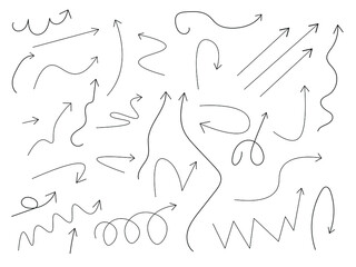 A set of hand-drawn arrows. Vector doodle icon.