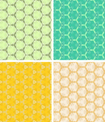 Seamless geometric pattern - petals. Set of different colors. Vector pattern