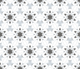 Monochrome gray geometric floral pattern. Seamless vector background