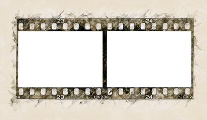 Sketch of a Two pictures Film strip texture with blank space