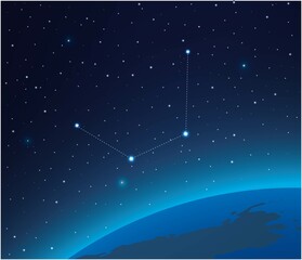 Obraz na płótnie Canvas Constellation Menca with planet in deep space 