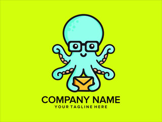 tentacled animal octopus logo with background