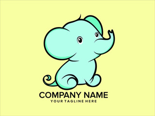 Obraz premium cute elephant calf logo on pink background