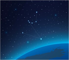 Fototapeta premium Constellation Hydrus with planet in deep space 
