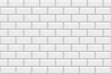 Subway tile. Seamless brick wall. White kitchen background. Ceramic pattern. Apron faience texture. Metro backdrop. Vintage rectangle brickwall. Cement backsplash. Vector illustration. Stone surface