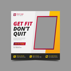 Obraz premium Fitness and gym workout social media post template